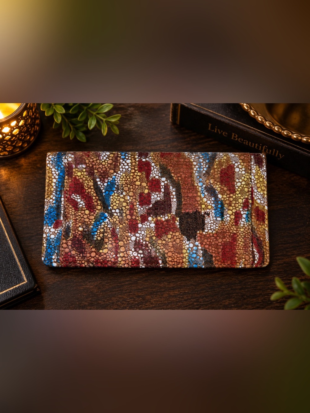 HOBO International Multicolor Abstract Leather Wallet
